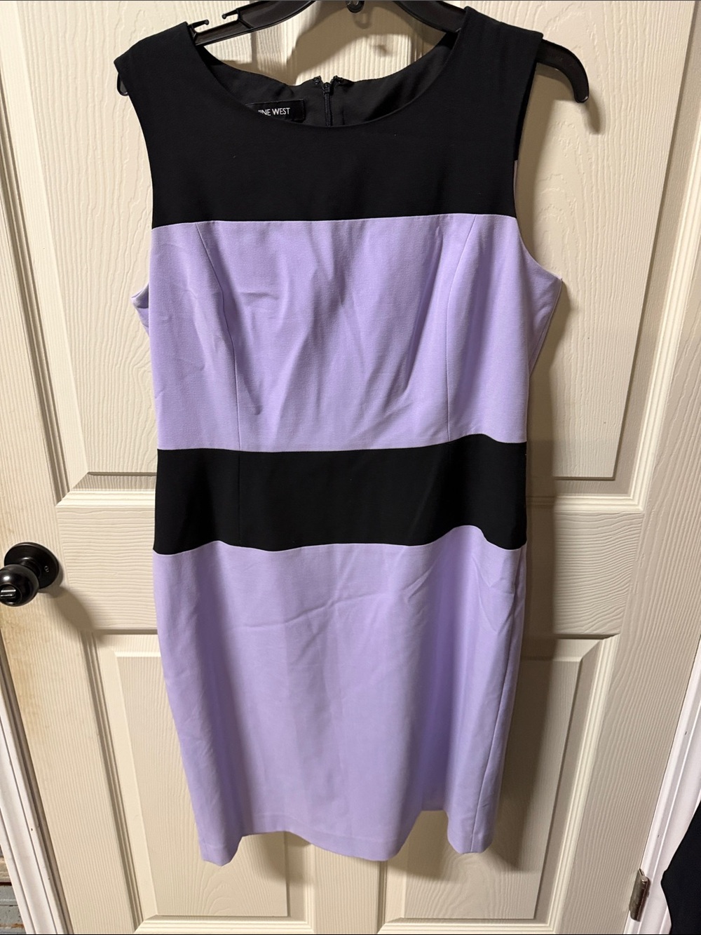 Nine West Lavender and Black Colorblock Sheath Dress